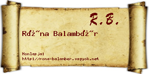 Róna Balambér névjegykártya